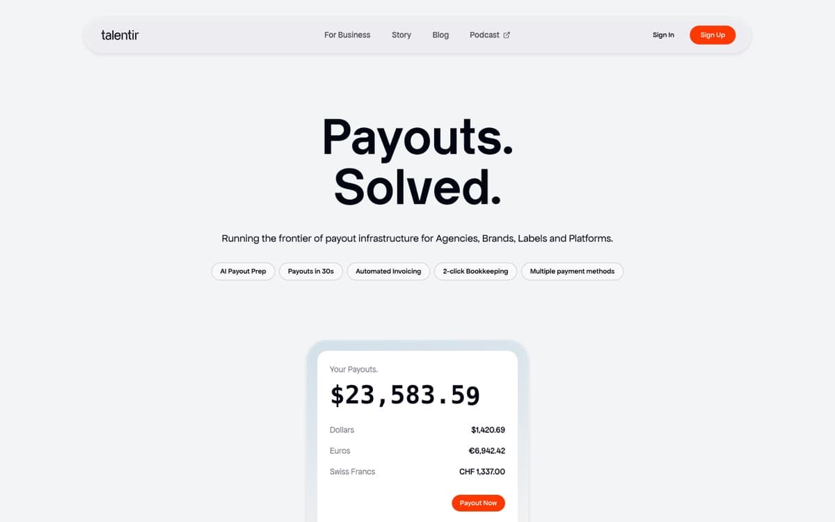 Talentir — screenshot